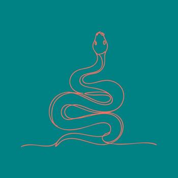Minimalist Line Drawing of a Snake Coiled with Its Head Raised Against a Solid vector