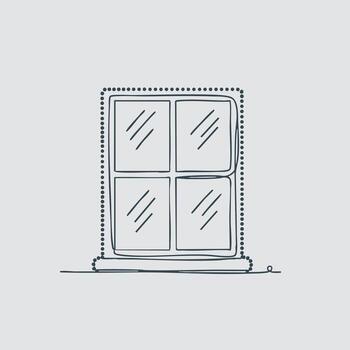 Simple four-pane window with reflections on glass panes, set against a plain , illustrating basic architectural design elements vector