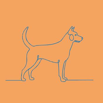 Minimalist line drawing of a dog with a playful stance on a solid emphasizing simplicity and elegance vector