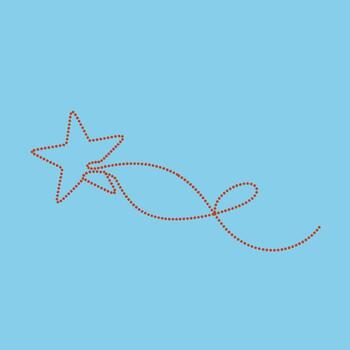 Dotted outline of a shooting star with a trailing tail on a light blue , symbolizing dreams and aspirations vector