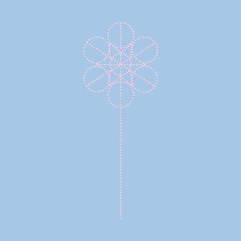 Decorative string art flower with intricate loops and a long stem on a pastel blue vector