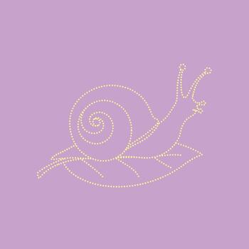 minimalista línea Arte de un caracol con un enroscado cáscara y extendido antenas en un pastel púrpura vector