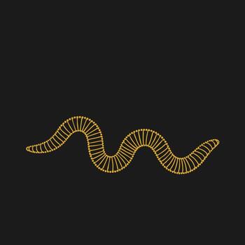 Stylized golden worm with segmented body curling on a black , emphasizing simplicity and elegance in design vector