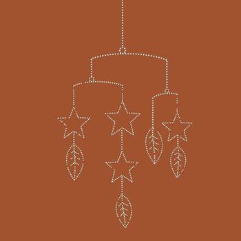 decorativo colgando ornamento presentando estrella y hoja motivos suspendido desde un punteado cuerda en un calentar marrón vector