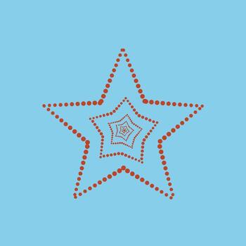 Decorative star pattern created with concentric dotted lines on a light blue vector