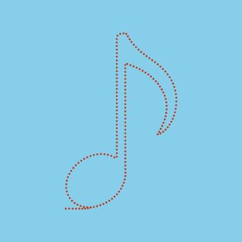 Minimalistic dotted line musical note symbol on a soft blue representing music and sound concepts vector