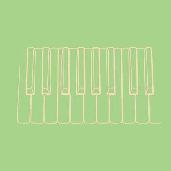 Minimalist digital drawing of a piano keyboard with white and black keys on a pastel green vector