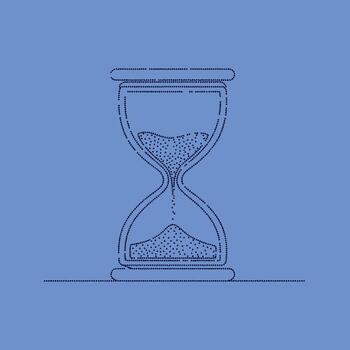 Minimalist Hourglass with Dotted Lines on Soft Blue Emphasizing Time and Precision vector