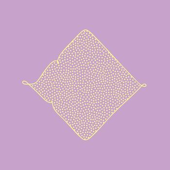 A pastel purple featuring a delicate, dotted, square-shaped fabric with rounded edges and a small loop on one corner vector