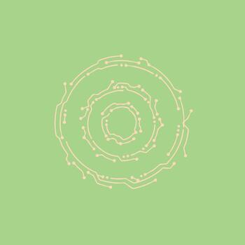 Abstract circular pattern with interconnected lines and dots on a soft green creating a modern digital design vector