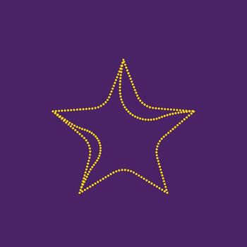 Elegant five-pointed star outlined with glowing yellow dots on a deep purple , creating a festive and vibrant visual effect vector