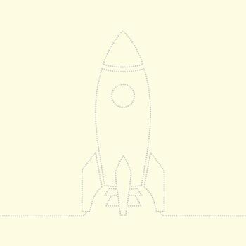 Minimalist Rocket Launch Pad with a Clear Sky in a Flat Design Style vector