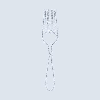 Minimalist outline of a fork with a dotted line style on a light emphasizing simplicity and elegance vector