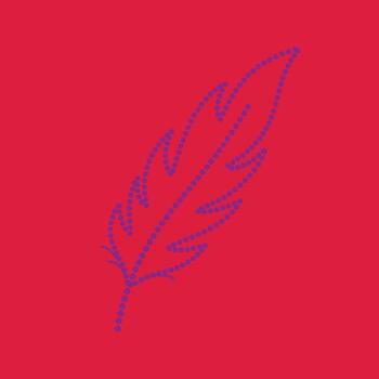 Stylized feather outline composed of small dots on a vibrant red emphasizing elegance and simplicity vector