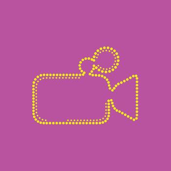 Stylized camera composed of yellow dots on a purple , representing photography and visual media concepts vector