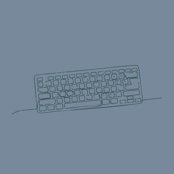 minimalista línea dibujo de un computadora teclado en un plano con un monocromo enfatizando sencillez y moderno diseño vector