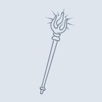 estilizado punteado contorno de un antorcha con un fuego, simbolizando iluminación, energía, y inspiración en un minimalista diseño vector