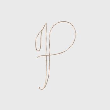 Elegant cursive letter P created with delicate dotted lines on a plain light gray vector
