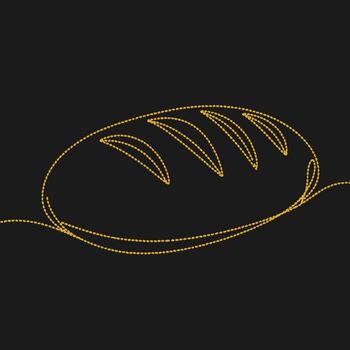 Minimalist Line Drawing of a Loaf of Bread with Slashes on a Dark vector