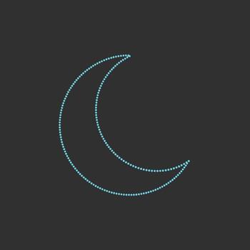minimalista brillante creciente Luna forma compuesto de pequeño luminoso puntos conjunto en contra un oscuro vector