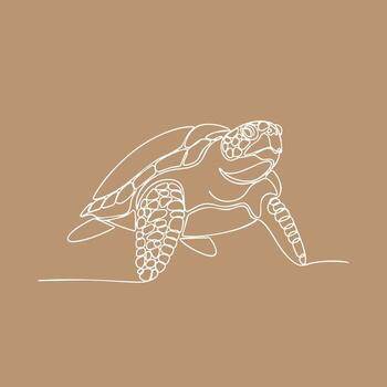 minimalista línea dibujo de un tortuga con un sólido en un moderno artístico estilo vector
