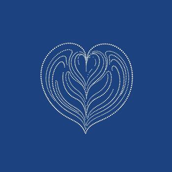 intrincado en forma de corazon modelo compuesto de punteado líneas en un sólido oscuro azul , simbolizando amor y conexión vector