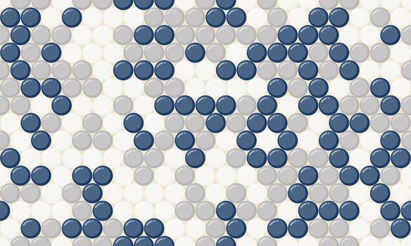 Abstract seamless pattern of overlapping circles in navy blue, light grey, and offwhite. Creates a modern, textured design ideal for website backgrounds, textiles, or packaging. vector