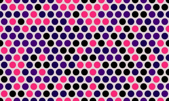 Abstract vibrant polka dot pattern. Dynamic design with pink, purple, and black circles on a light background. Perfect for website backgrounds, textiles, or modern graphic design projects. vector