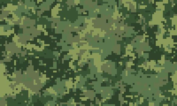 Digital camouflage pattern, perfect for backgrounds, textiles, or militarythemed designs. The pixelated texture offers a modern, abstract aesthetic with earthy tones. vector
