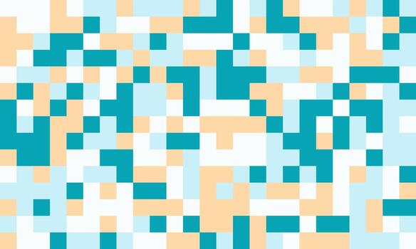 Abstract pixel art background. Soft teal, peach, and white squares create a dynamic, modern texture perfect for websites, presentations, or social media. vector