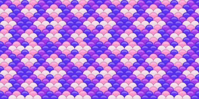 Vibrant seamless pattern of overlapping scales in pink, purple, and white. Perfect for textile design, website backgrounds, or any project needing a playful, feminine touch. vector