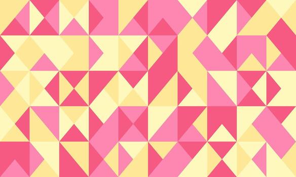 Vibrant geometric pattern of pink and yellow triangles. Ideal for backgrounds, textiles, or modern design projects. This playful, abstract design evokes feelings of energy and optimism. vector