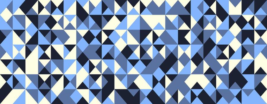 Abstract geometric textile design. Cooltoned triangular mosaic pattern in shades of blue, white, and black. Ideal for website backgrounds, fabric prints, or modern art projects. vector