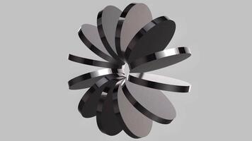 rotante metallico petali astratto meccanico animazione ciclo continuo. video