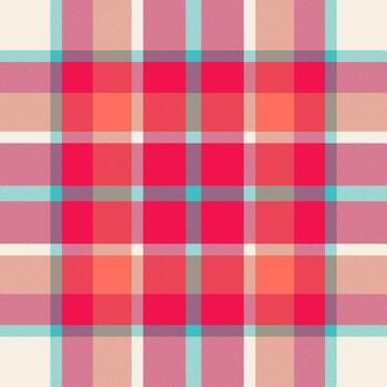 Vibrant plaid pattern. Textile design with a classic grid structure. Suitable for fashion, backgrounds, or festive layouts. Creates a warm and cheerful feel. vector