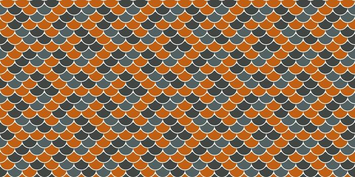geométrico sin costura modelo. resumen pescado escala diseño en naranja y gris. Perfecto para textil, fondo de pantalla, o sitio web antecedentes. representa textura, repetición, y orden. vector