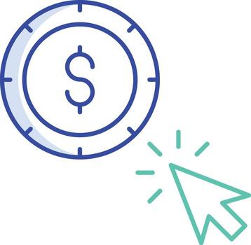 Outline Color Dollar per click icon vector