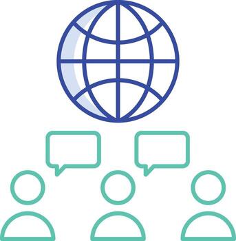 Outline Color group user chat icon vector