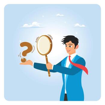 problema análisis concepto. empresario analizar información a encontrar solución o respuesta. vector