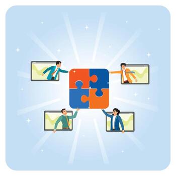 Business collaboration puzzle concept vector
