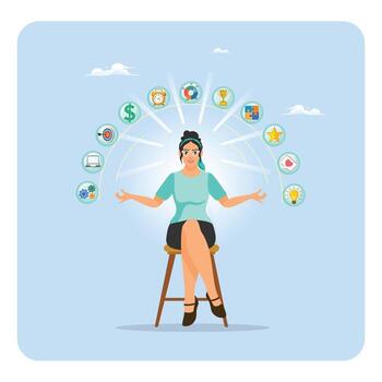 Woman presenting various skills and ideas vector