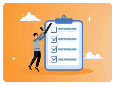Person with clipboard checklist vector