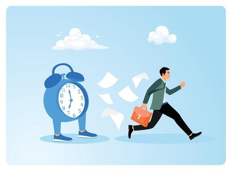 Man rushing by alarm clock image vector