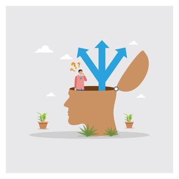 Person contemplating decision-making choices vector