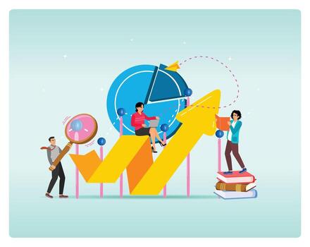 Illustration of growth analytics strategy vector