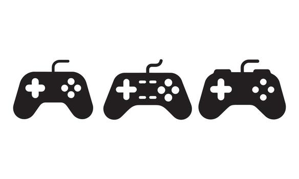 Game Controller Icon Set - Console Joystick Glyph Silhouettes vector