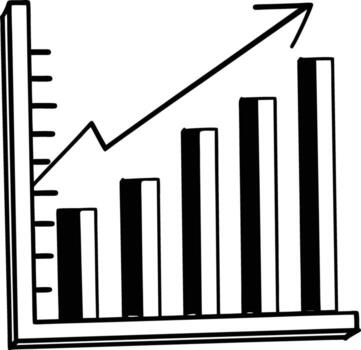A bar chart with a growing graph vector