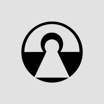 estilizado ojo de cerradura icono en un circulo en gris antecedentes vector