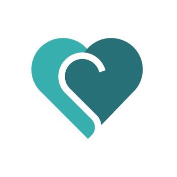 dos verde azulado corazón formas con un blanco curva vector