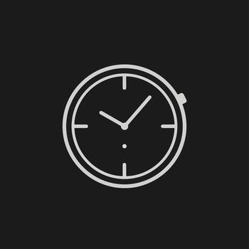 minimalista línea Arte de un reloj en un oscuro antecedentes vector